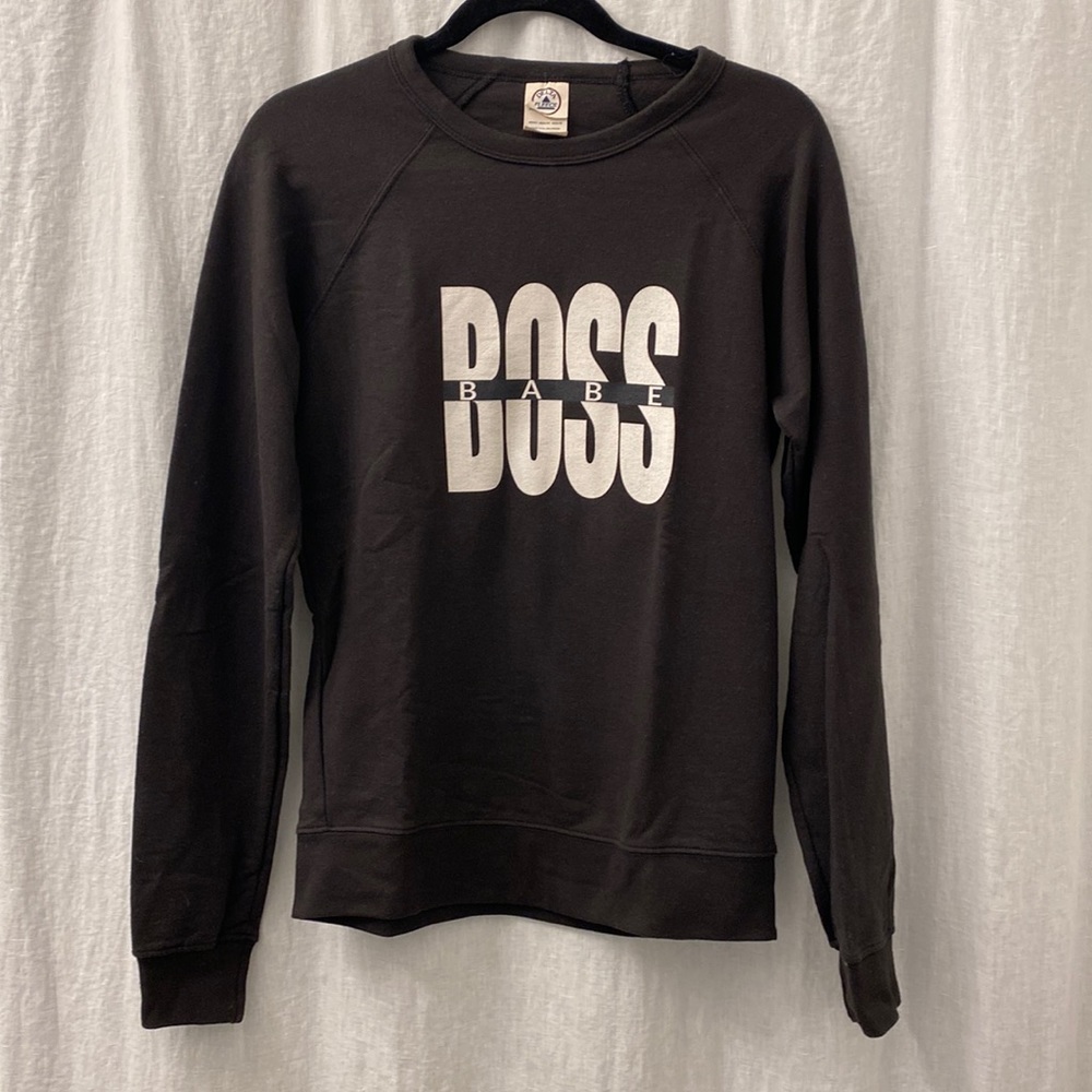 Vintage Delta Fleece Black Sweatshirt Boss Babe Logo Size S‎